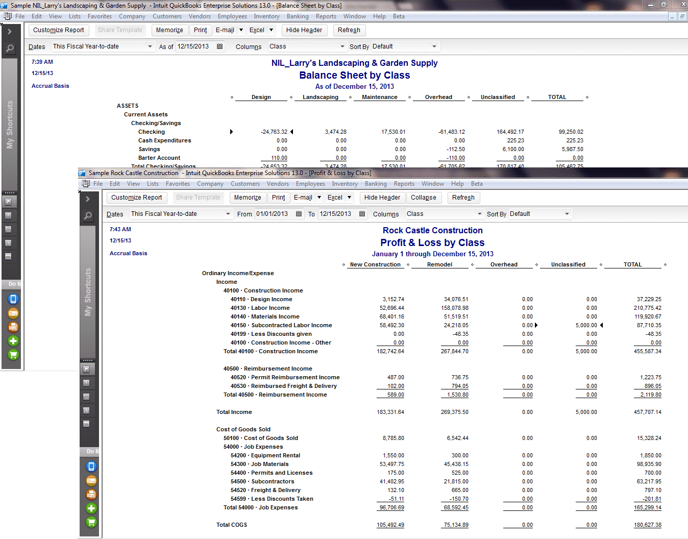 QuickBooks work in two company files